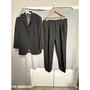 Andrew Fezza Suit Mens 46 40x30 Gray Wool Cashmere 2 Piece Jacket Pants Formal